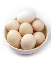 Fresh chicken eggs in a plate