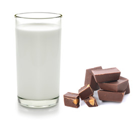 milk and Chocolate bars on white background