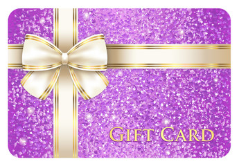 Violet shiny gift card composed from glitters