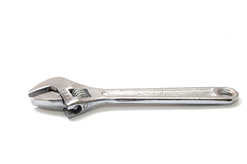 Silver wrench isolated on white background