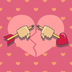 hands with broken arrow