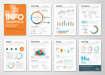 Obraz na płótnie Canvas Big set of infographic elements in modern flat business style