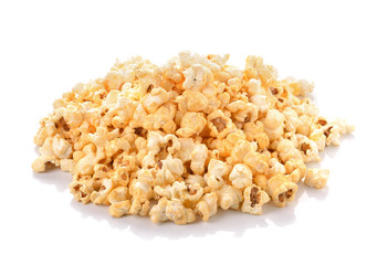 Popcorn on the white background