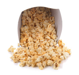 Popcorn in  cardboard box for cinema