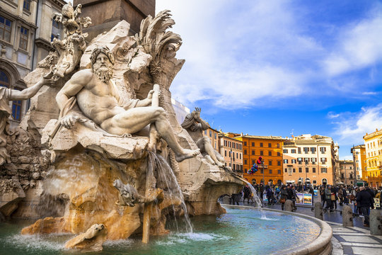 Fototapeta Rome   - beautiful piazza Navona
