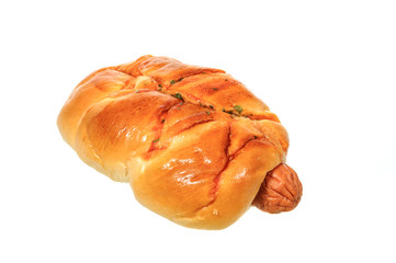 Bread with hotdog and cheese