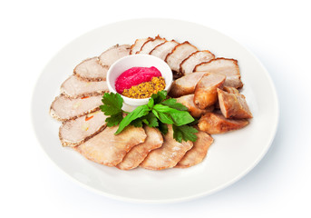 Restaurant food isolated - meat assortment plate