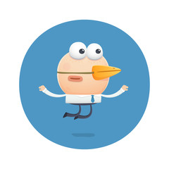 funny character flies like a bird with a beak