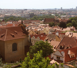 Obraz premium Panorama of Charles bridge, View From Castle, Prague