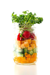 fresh colorful salad in the jar