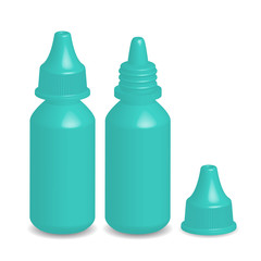 Illustration of green eye dropper bottle with cap isolated