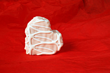 Heart shaped mini cake covered with white chocolate; Valentine's