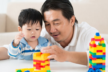 Obraz premium Playing with plastic blocks