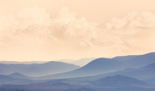 Mountain landscape in pastel colors