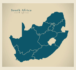 Modern Map - South Africa with provinces ZA