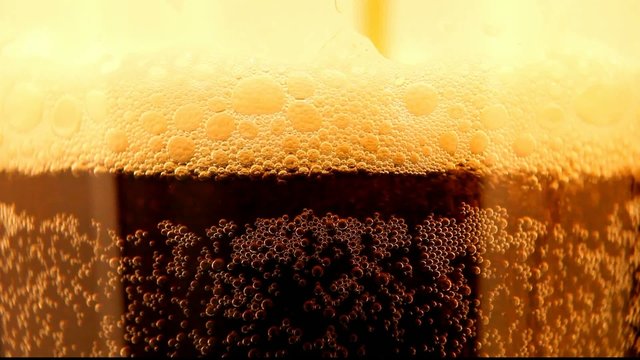 Close up of beer with bubbles