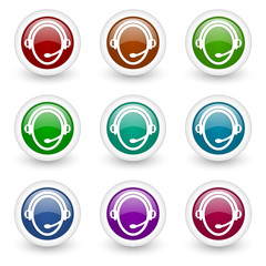 customer service web icon vector set