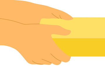 手荷物を渡すイラスト　右向き