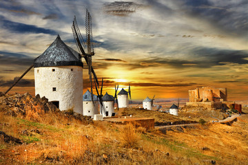 windmils of Spain, Castilla la mancha - obrazy, fototapety, plakaty