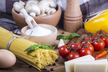 Spaghetti and pasta ingredients
