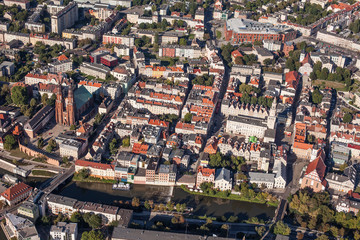 POLAND, OPOLE - AUGUST 19, 2012: Aerial view of Opole city cente