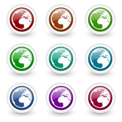 earth web icons vector set