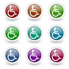 wheelchair web icons vector set