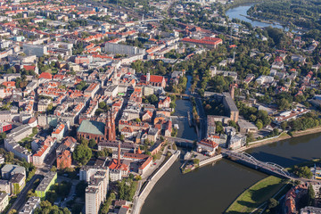 Fototapeta na wymiar POLAND, OPOLE - AUGUST 19, 2012: Aerial view of Opole city cente