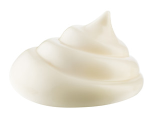 Handful of mayonnaise. Swirl on white background. Clipping path.