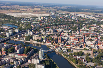 Obraz premium POLAND, OPOLE - AUGUST 19, 2012: Aerial view of Opole city cente