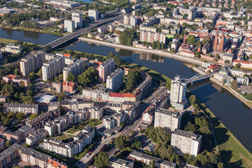 Obraz premium POLAND, OPOLE - AUGUST 19, 2012: Aerial view of Opole city cente