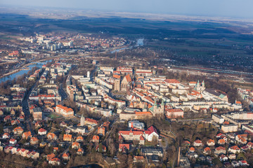 Fototapeta premium POLAND, NYSA - FEBRUARY 25, 2014: Aerial view of NYSA CITY .