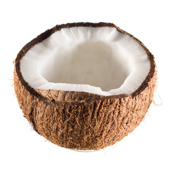 Coconut half isolated on white background