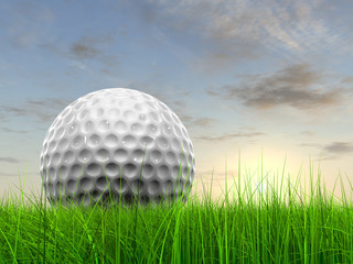 Sunset sky and a golf ball