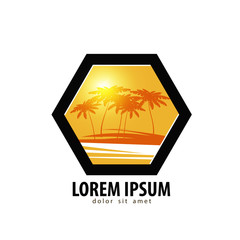 Naklejka premium Palm trees logo design template. tropics or vacation icon.