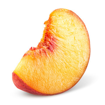 Peach. Slice of fruit isolated on white.