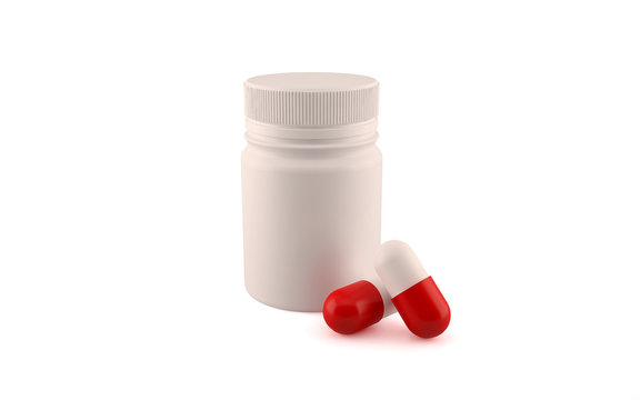 Medicine pill bottle with two pills