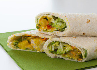 Wraps with lettuce on green napkin
