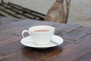 Coffee on wooden table