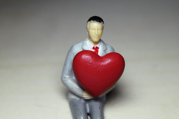 Man and red heart