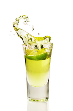 splash of tequila from the falling pieces of lime
