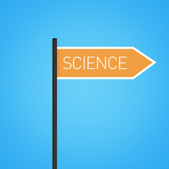 Science nearby, flat orange road sign