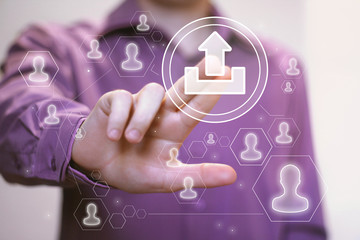 Business button upload icon online connection web sign