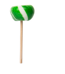 Green swirl peppermint candies over white background