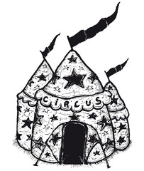 Hand drawn big top with banners