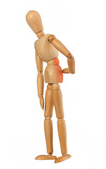 Wooden dummy with back pain