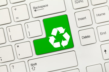 White conceptual keyboard - Recycling symbol (green key)