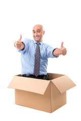 Businessman inside box