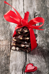 Chokolate on the wooden background