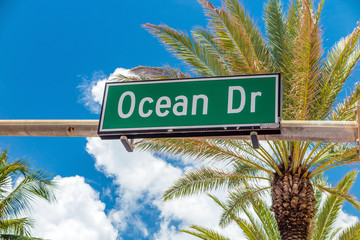 Street sign of famous street Ocean Drive in Miami  Beach © f11photo